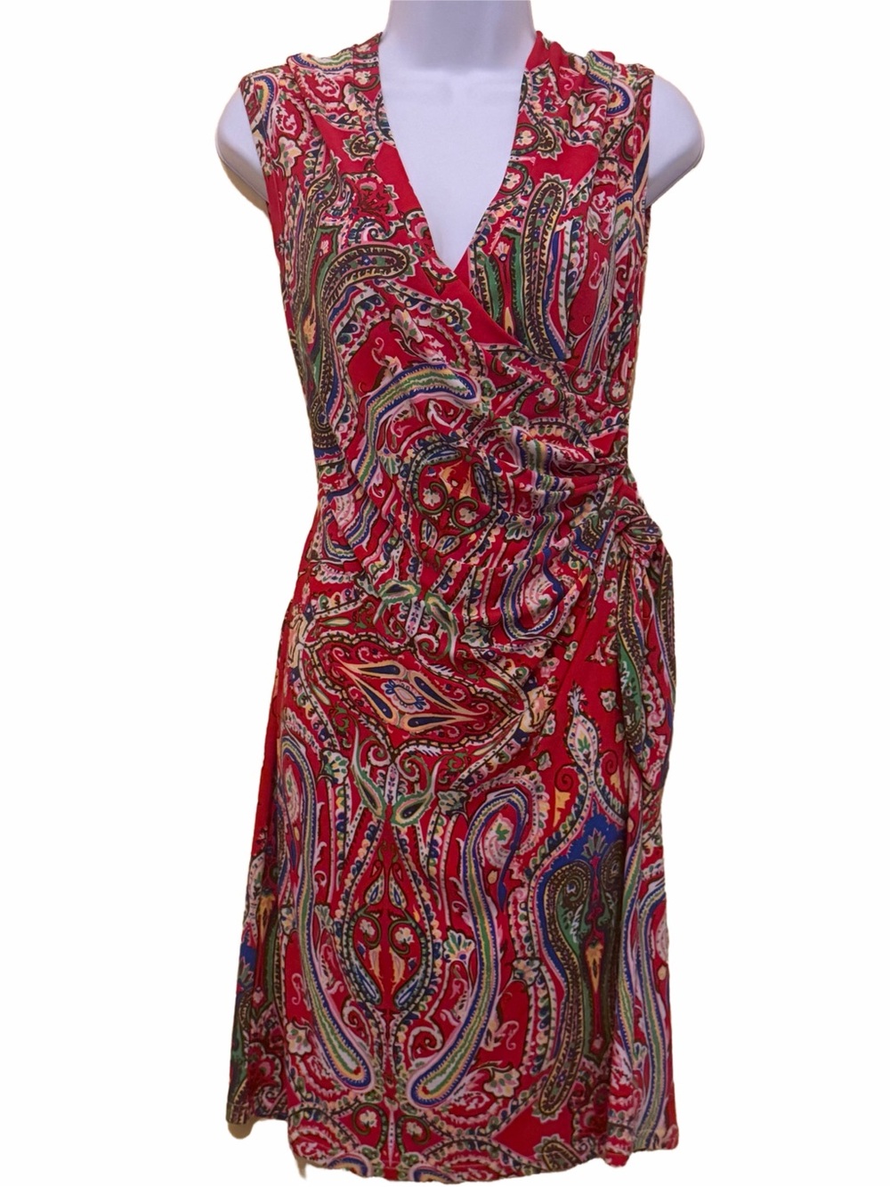Diane von Furstenberg Italian Jersey Mock Wrap Dress — Paisley — Size 4